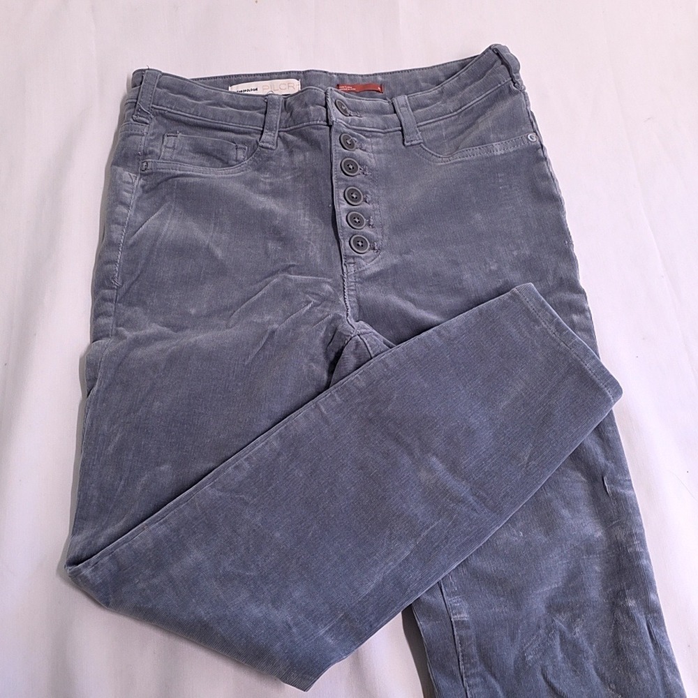 Anthropologie Pilcro Pants Women 28 Blue High Rise Skinny Corduroy Button Fly